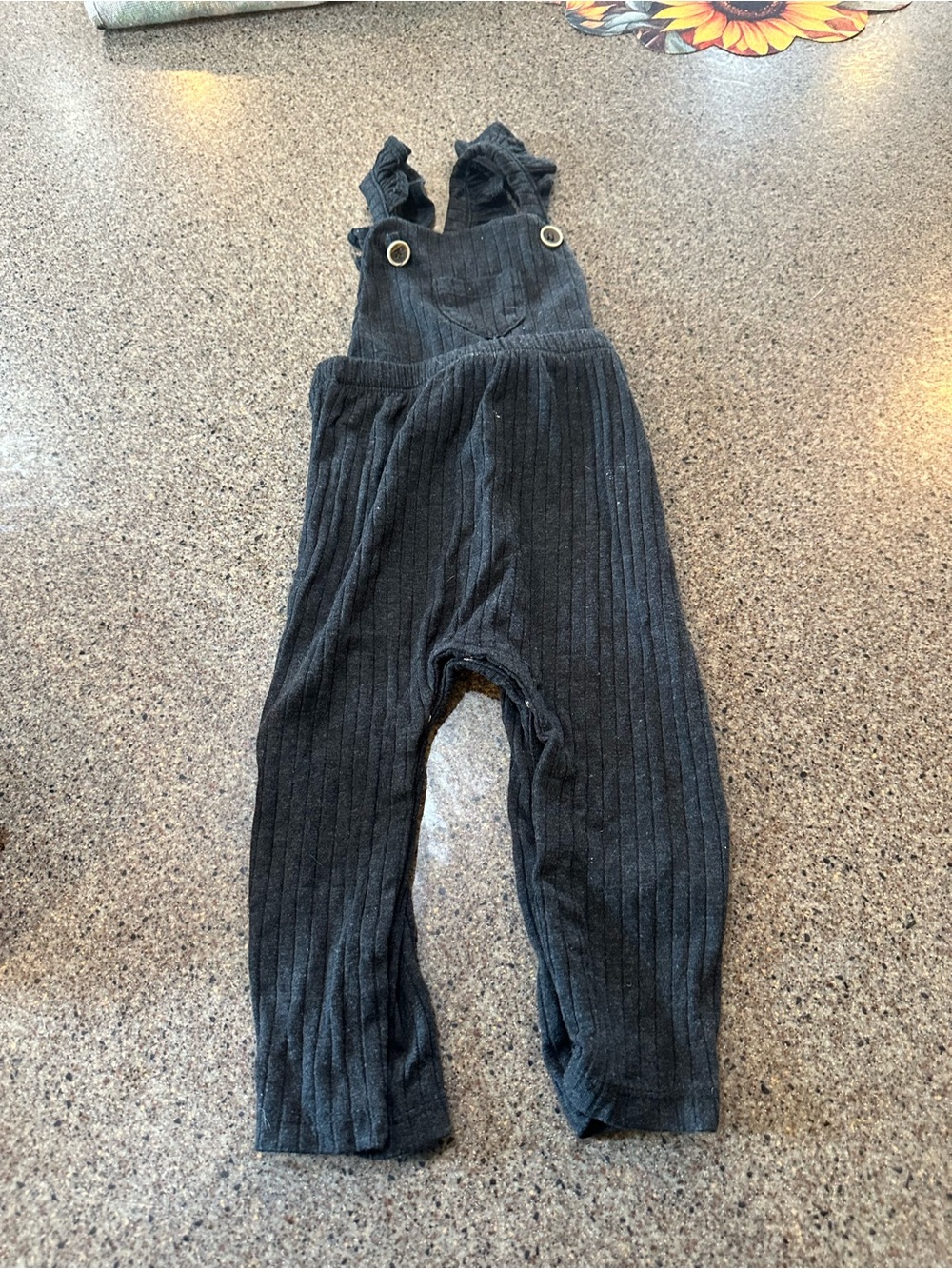 Kids Charcoal Ribbed Overalls